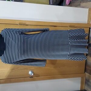 Lauren Ralph Lauren Black and White Striped Long Sleeve Dress sz L